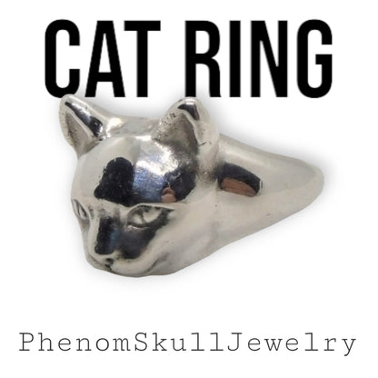 Handmade Sterling Silver Cat Ring: Anatomical Kitty Jewelry