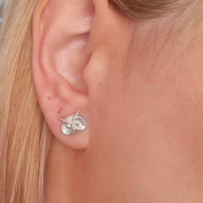 Miniature Owl stud Earrings - Sterling Silver Studs - Animal Jewelry for Nature Lovers -