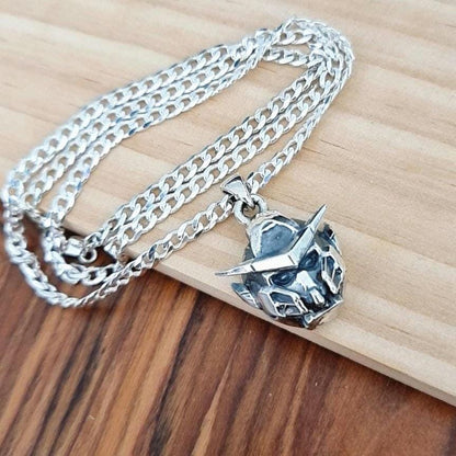 Sterling Silver Japanese Anime Robot Pendant - Oxidized Finish