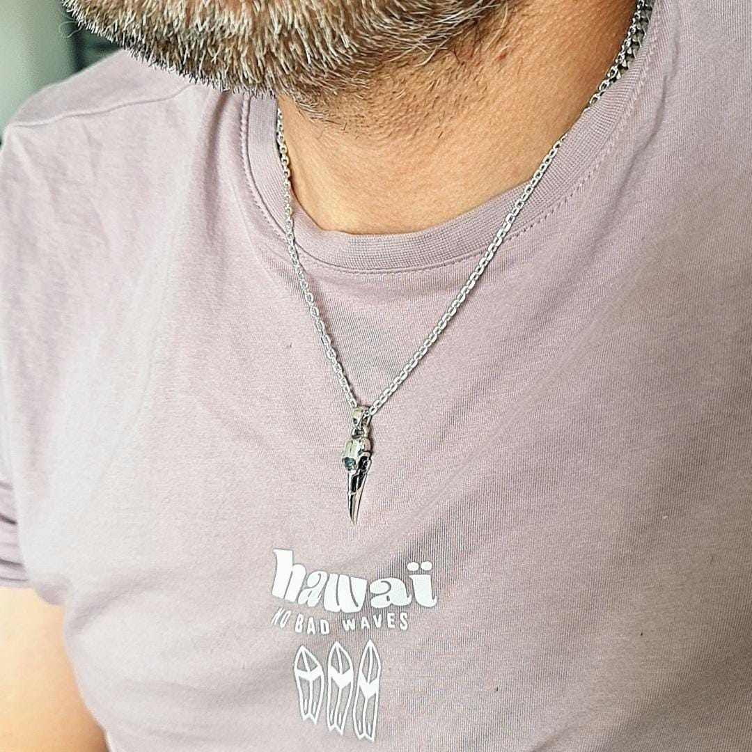 Handmade 925 Silver Raven Skull Pendant: Gothic Jewelry