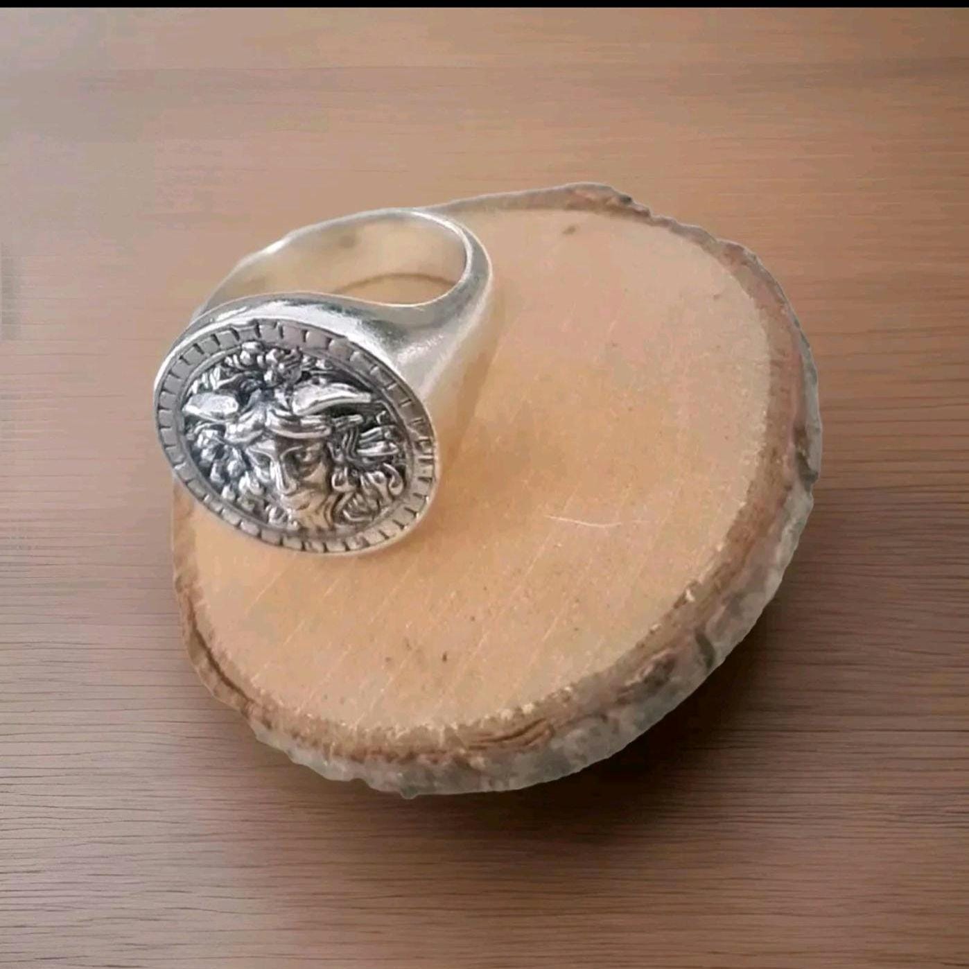 Handmade Sterling Silver Medusa Ring: Gothic Jewelry