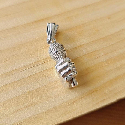 Handmade Sterling Silver Microphone Pendant: Music Lover Necklace