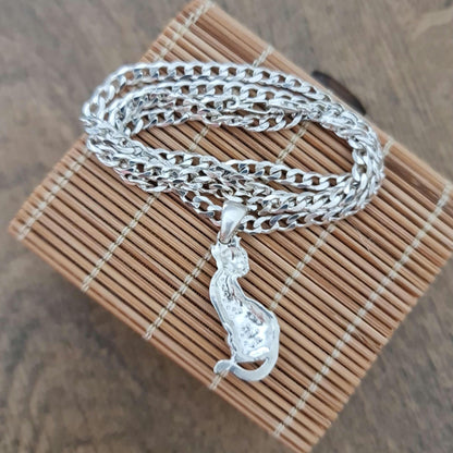 Handcrafted Sterling Silver Cat Pendant: Animal Lover Jewelry