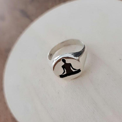 Handmade 925 Silver Yoga Ring: Meditation Pose Design