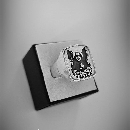 Ozzy Osbourne  Tribute Ring Sterling Silver Signet Ring: Gothic  Jewelry- LIMITED EDITION