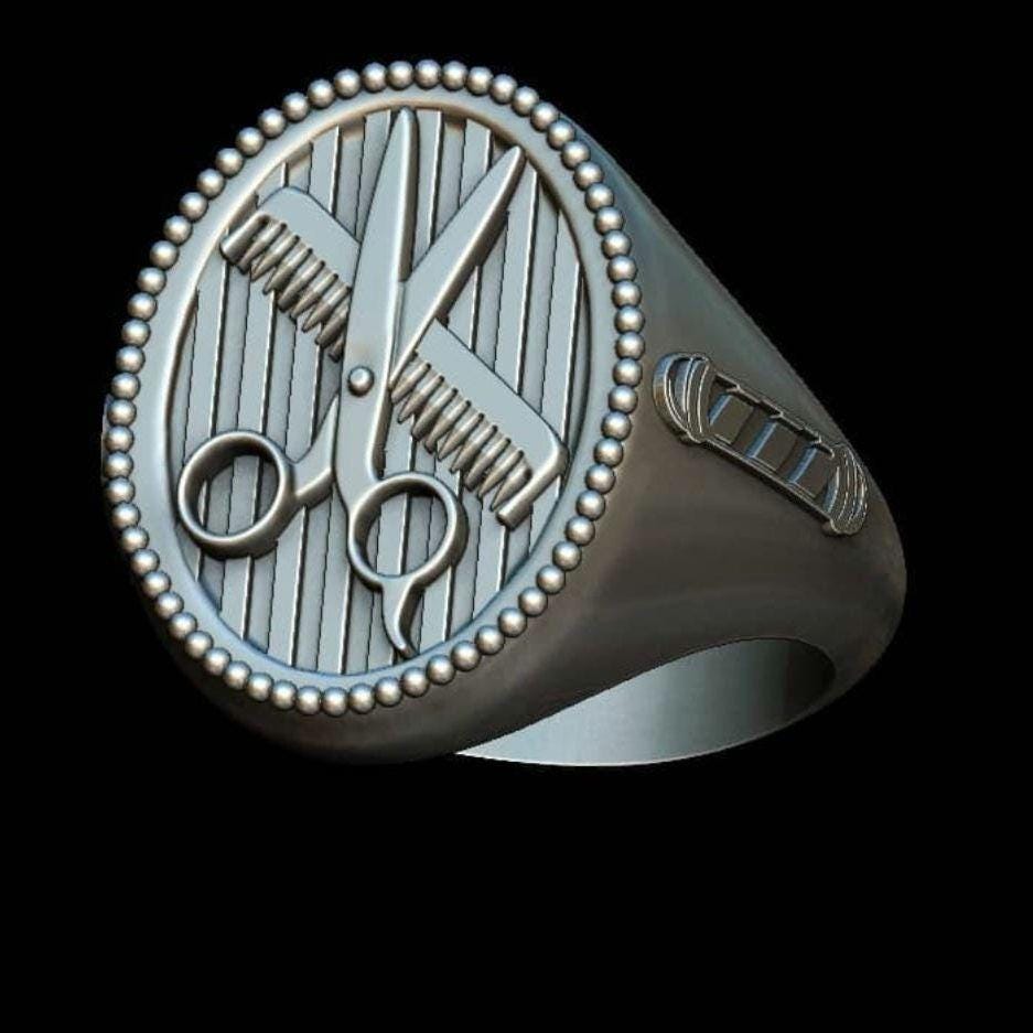 Scissors & Comb ring - Stylish Accessory - 925 Sterling Silver - solid and sturdy