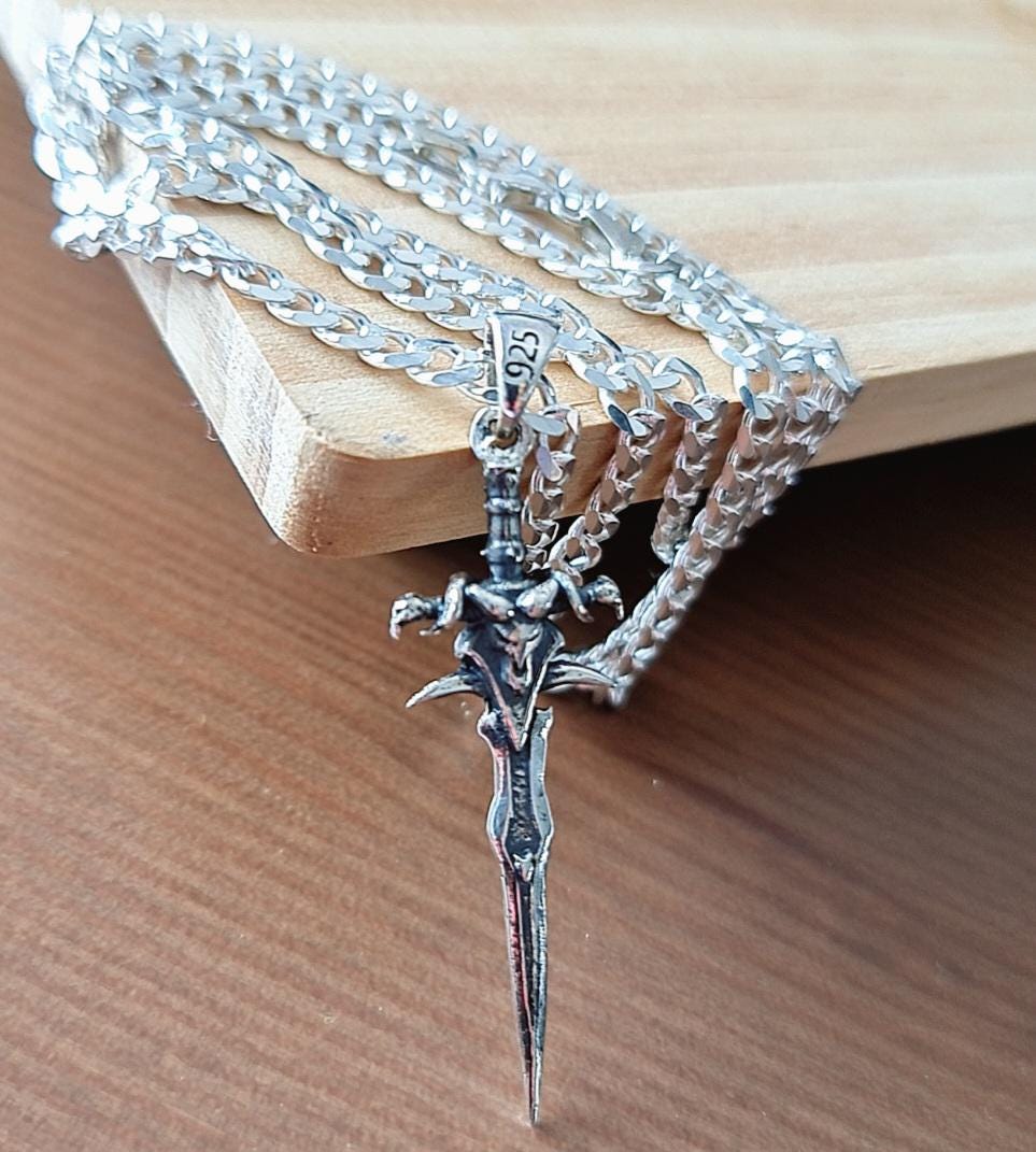 Frostmourne Sword Pendant , Wow, World of Warcraft  , Lich King,  Handmade 925 Sterling Silver