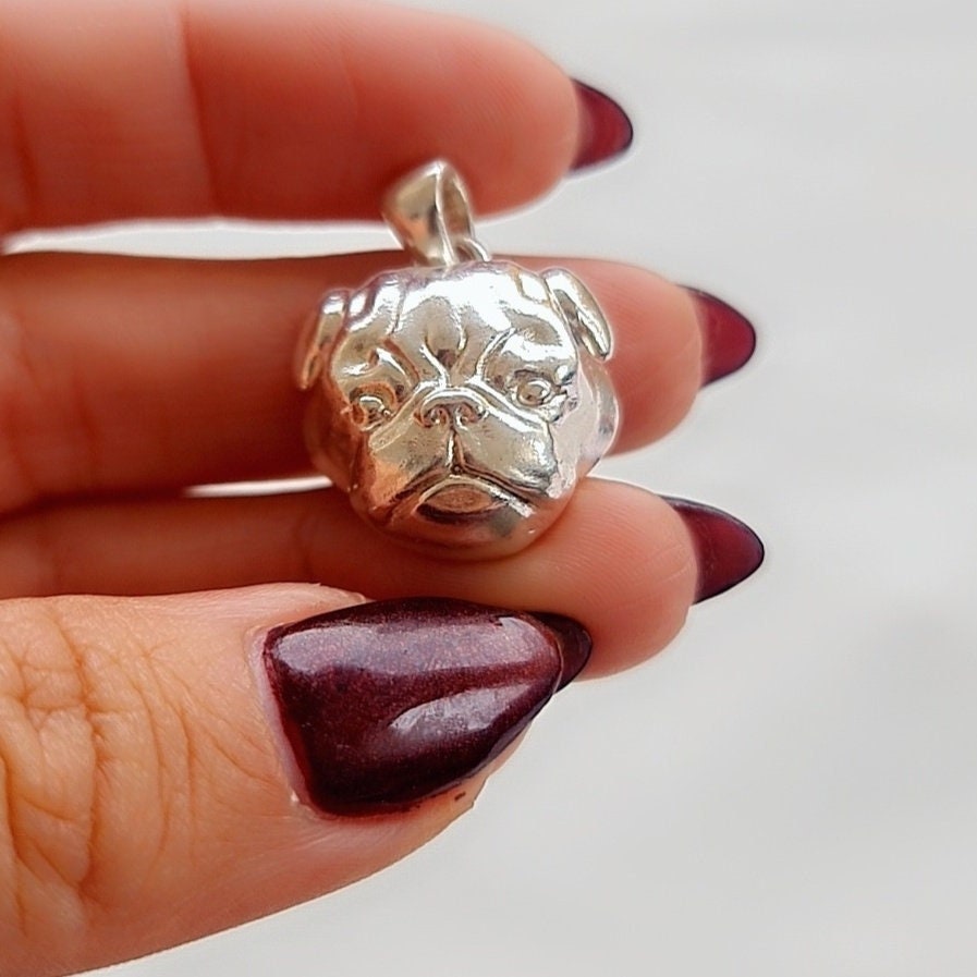 Handmade Sterling Silver Pug Pendant: Minimalist Dog Lover Gift