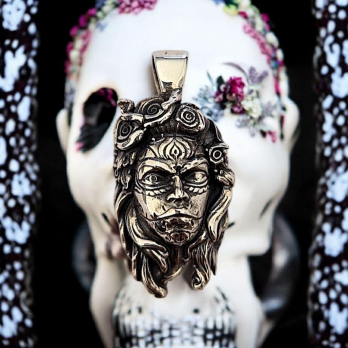 Catrina Pendant • Sugar Skull Necklace • Dia De Los Muertos Jewelry • Gothic Mexican Sterling Silver