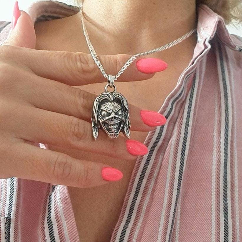 Iron Maiden Eddie Killers Pendant, Skull Pendant, Biker - Rock  - Heavy metal  statement charm Sterling silver