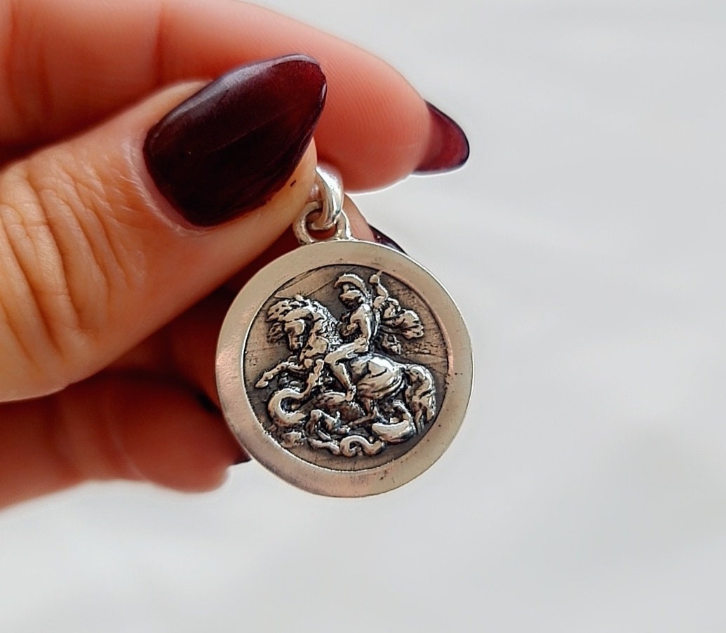 Glorious Saint George Jewelry Piece- Exquisite Design- Sterling Silver Pendant -Handmade
