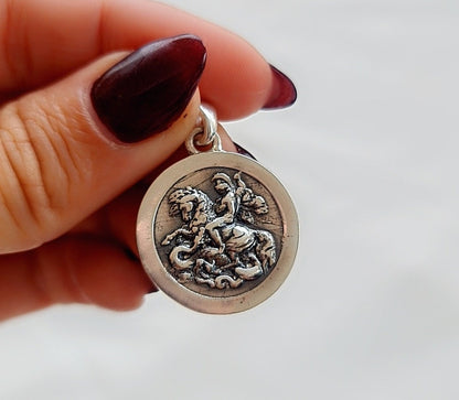 Glorious Saint George Jewelry Piece- Exquisite Design- Sterling Silver Pendant -Handmade