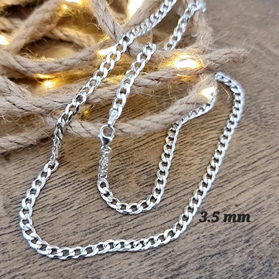 Sterling Silver Chain Necklace Curb Chain and Oval Link Chain 20 Inch