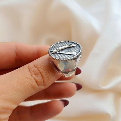 Handmade Sterling Silver Barber Razor Signet Ring -  Gothic Style