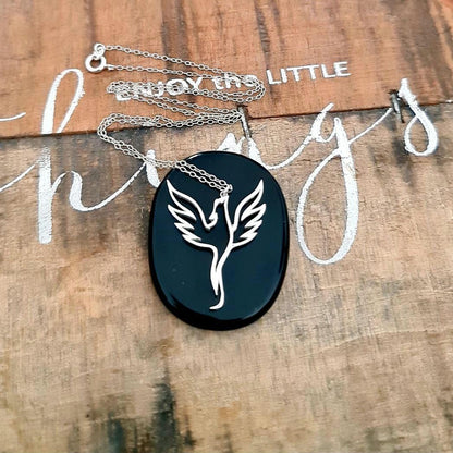 Sterling Silver Phoenix Necklace: Minimalist Rebirth Symbol, 45cm Chain