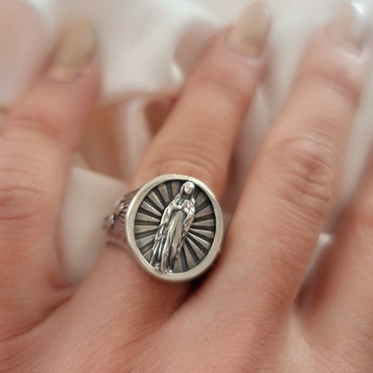 Virgin Mary's Embrace Ring - Holy Mother's Love  - Sterling Silver 925 -  Christian jewelry