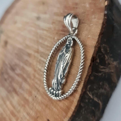 Santa Muerte Pendant with Frame 925 Silver - Grim Reaper Necklace for the Bold & Iconoclastic