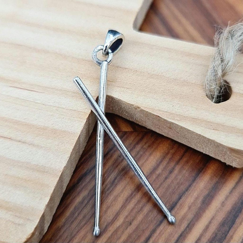 Handmade Sterling Silver Drumsticks Pendant: Rockstar Music Lover Gift