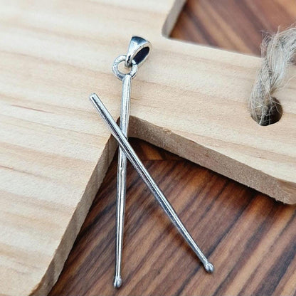 Handmade Sterling Silver Drumsticks Pendant: Rockstar Music Lover Gift