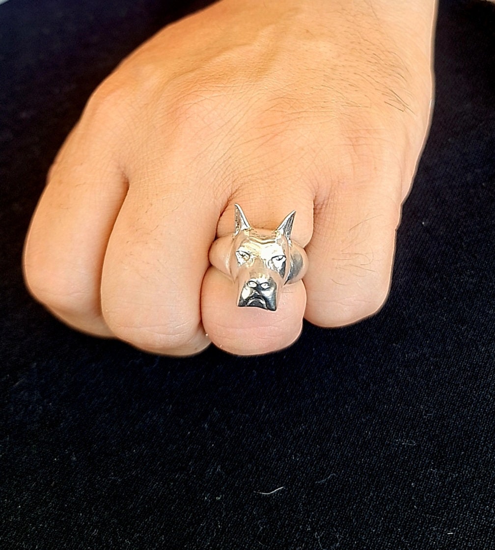Handmade Great Dane Statement Ring - Intricate Breed Representation - Solid 925 Silver Construction - Perfect for Dog Enthusiasts