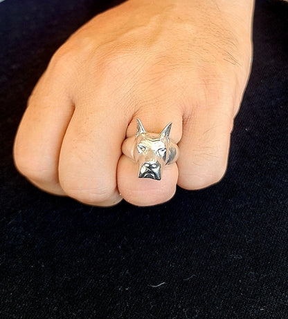 Handmade Great Dane Statement Ring - Intricate Breed Representation - Solid 925 Silver Construction - Perfect for Dog Enthusiasts