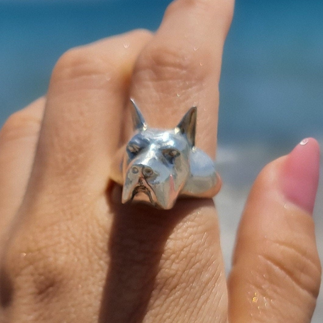 Handmade Great Dane Statement Ring - Intricate Breed Representation - Solid 925 Silver Construction - Perfect for Dog Enthusiasts