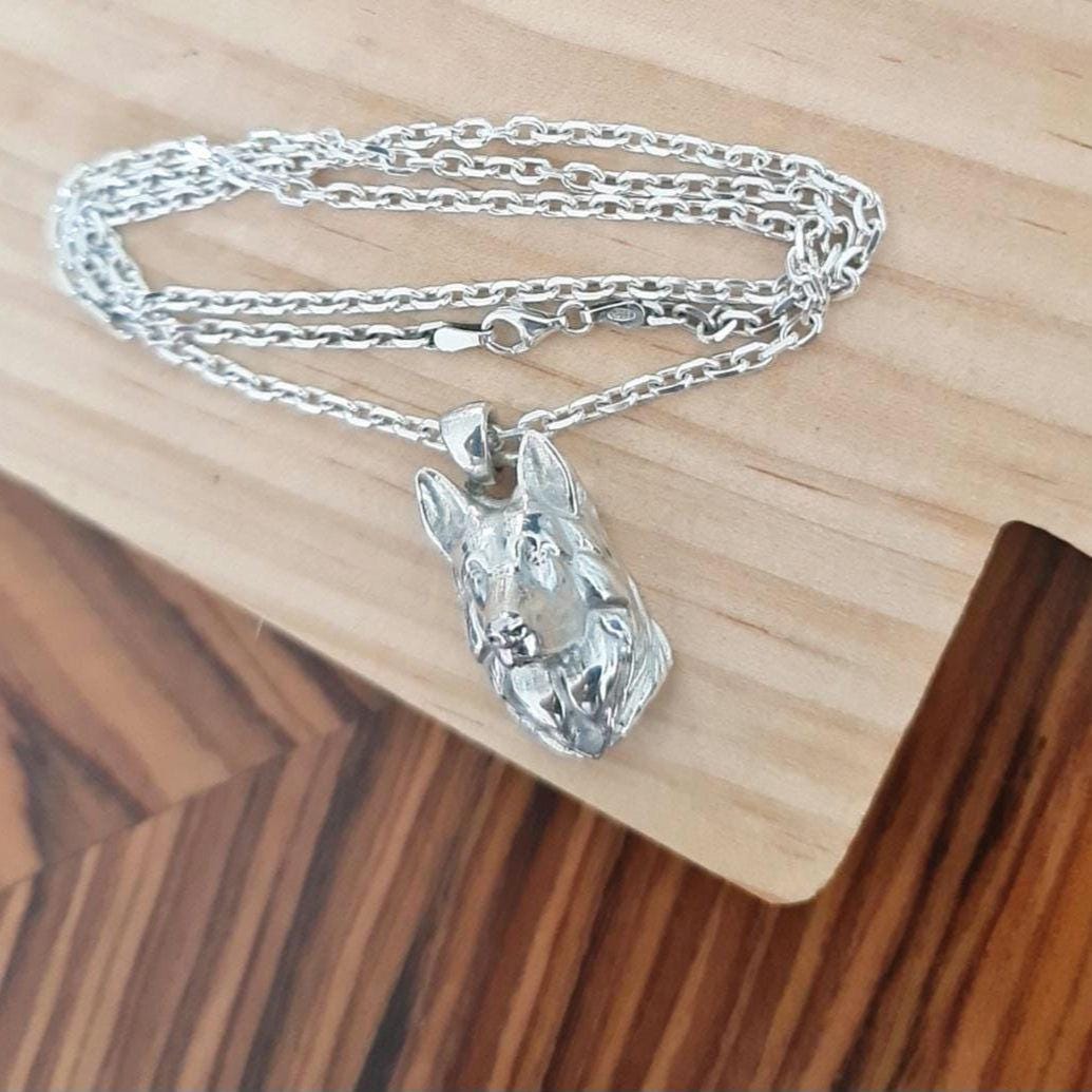 Handmade Sterling Silver German Shepherd Pendant: Detailed Dog Lover Jewelry