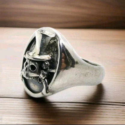 Guns & Roses Skull ring-Unique design-Biker ring-Handmade 925 Silver -20 grams-unique gift