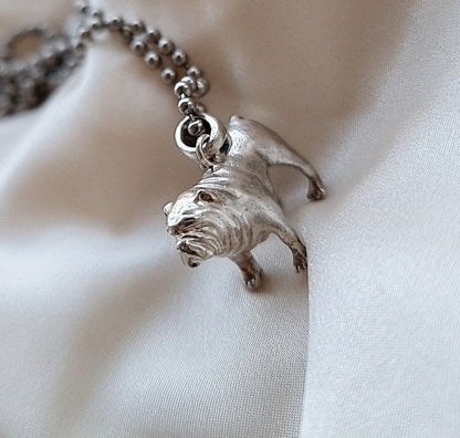 Handmade 925 Silver Bulldog Pendant: Detailed Dog Lover Gift