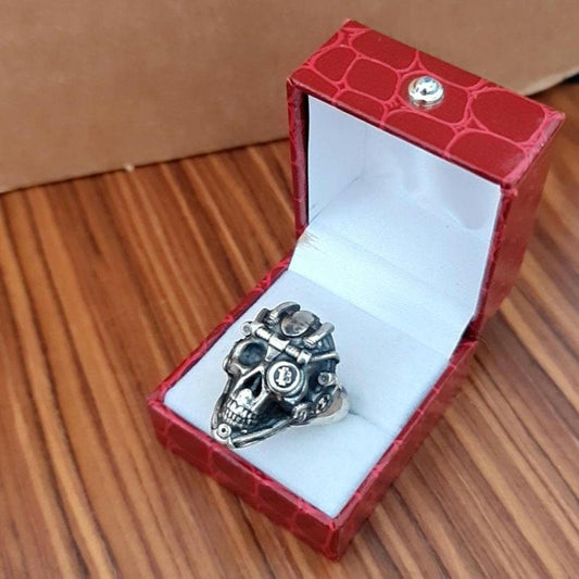 Handmade Sterling Silver Bitcoin Skull Ring: Gothic Crypto Jewelry