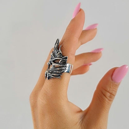 Handmade Sterling Silver Lich King Helmet Ring - Warcraft Inspired