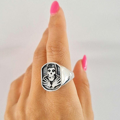 Handmade Sterling Silver Misfits Skull Ring: Punk Biker Jewelry