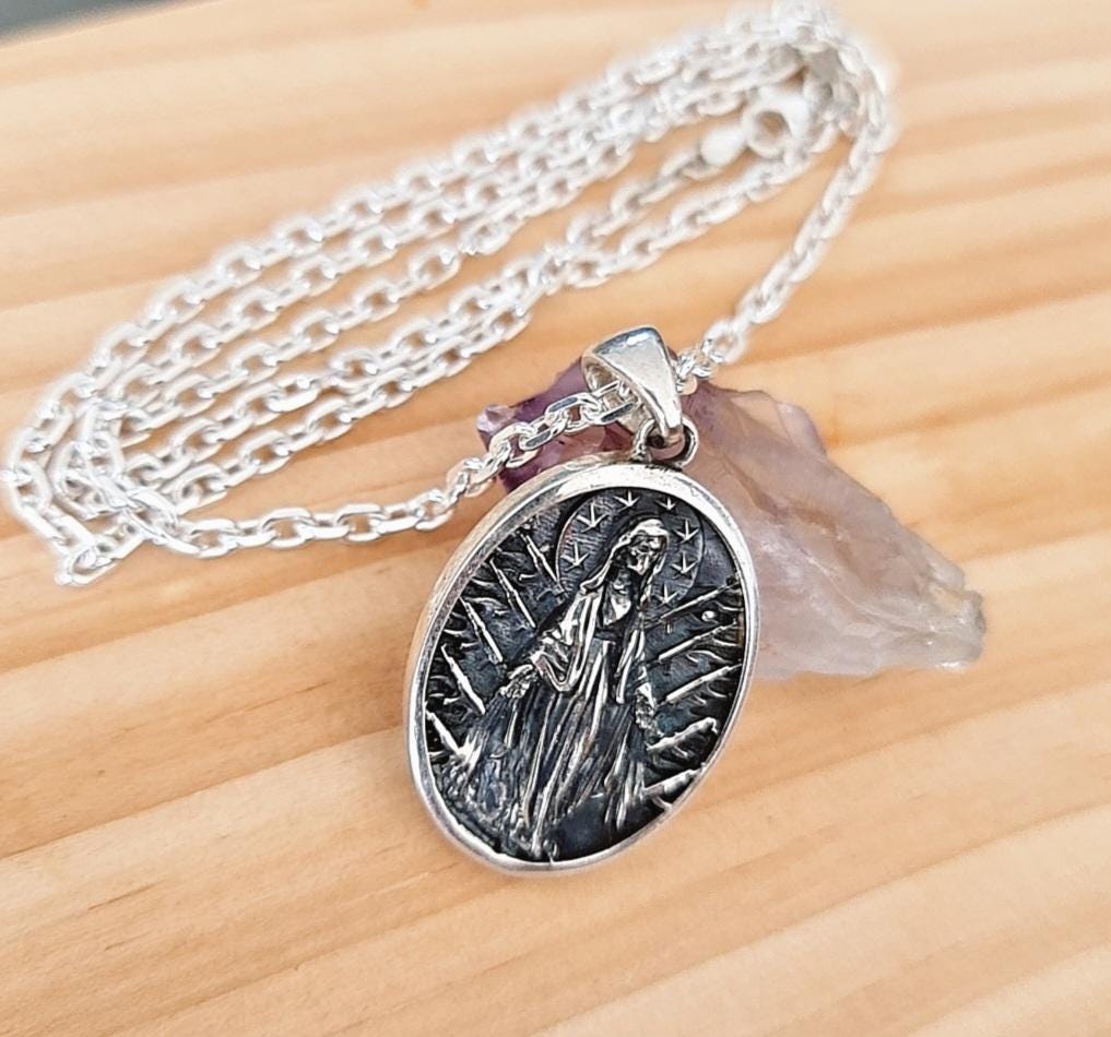 Handmade  Santa Muerte Pendant With Intricate Details - A Distinctly Crafted Necklace