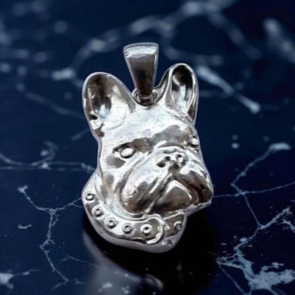 Handmade Sterling Silver French Bulldog Pendant: Minimalist Dog Necklace