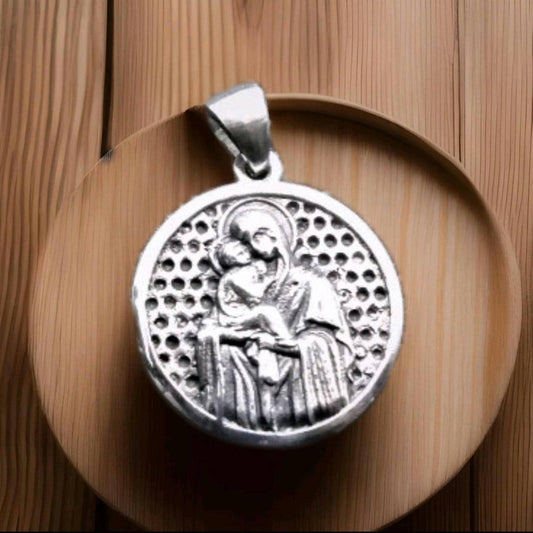Handmade Sterling Silver Virgin Mary Pendant: Religious Icon