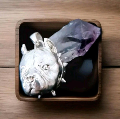 Handmade Sterling Silver American Pit Bull Pendant: Bold Dog Lover Gift