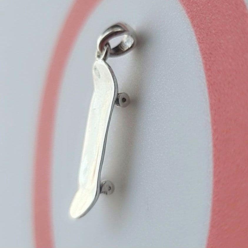 Handmade Sterling Silver Skateboard Pendant: Gift for Skater