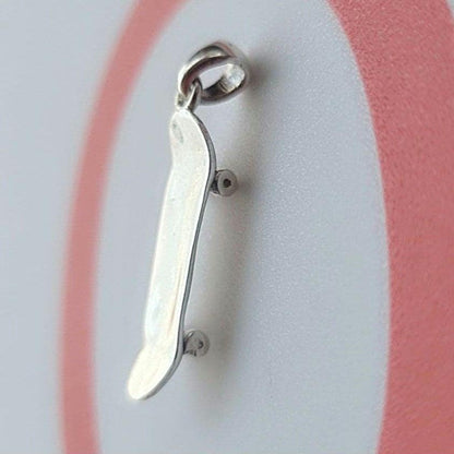 Handmade Sterling Silver Skateboard Pendant: Gift for Skater