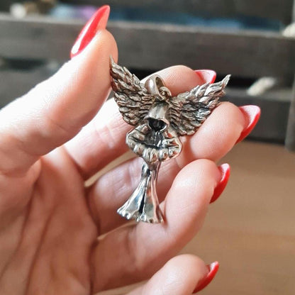 Fallen Angel Sterling Silver Pendant: Handmade Lucifer Necklace Charm