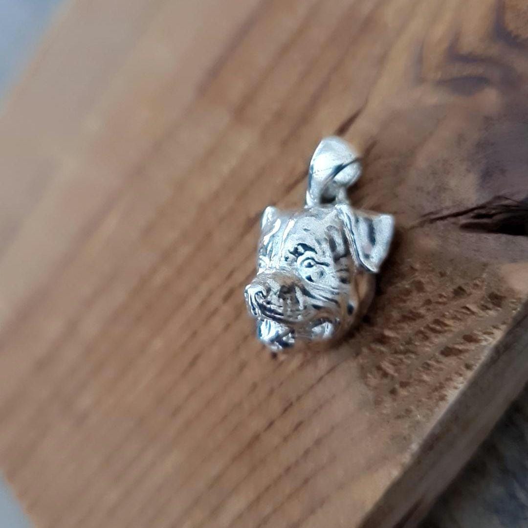 Rottweiler head  Solid  & Sturdy  pendant- Sculpture- Realistic Dog Model  -  925 Sterling Silver