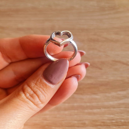 Open Heart Ring  Sterling Silver, Minimalist Ring, Geometric