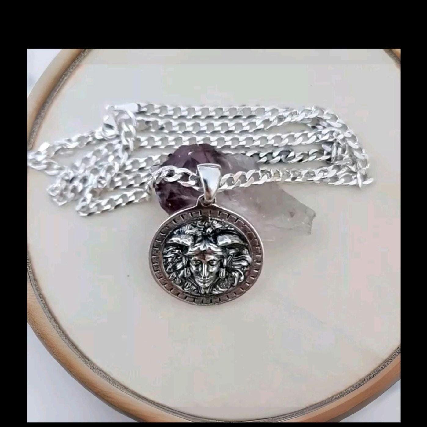 Greek Medusa Goddess Pendant  - sterling silver  captures the essence of Gorgon Medusa