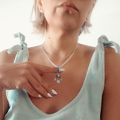 Sterling Silver Scorpion Pendant: Gothic Zodiac Necklace with Zircon