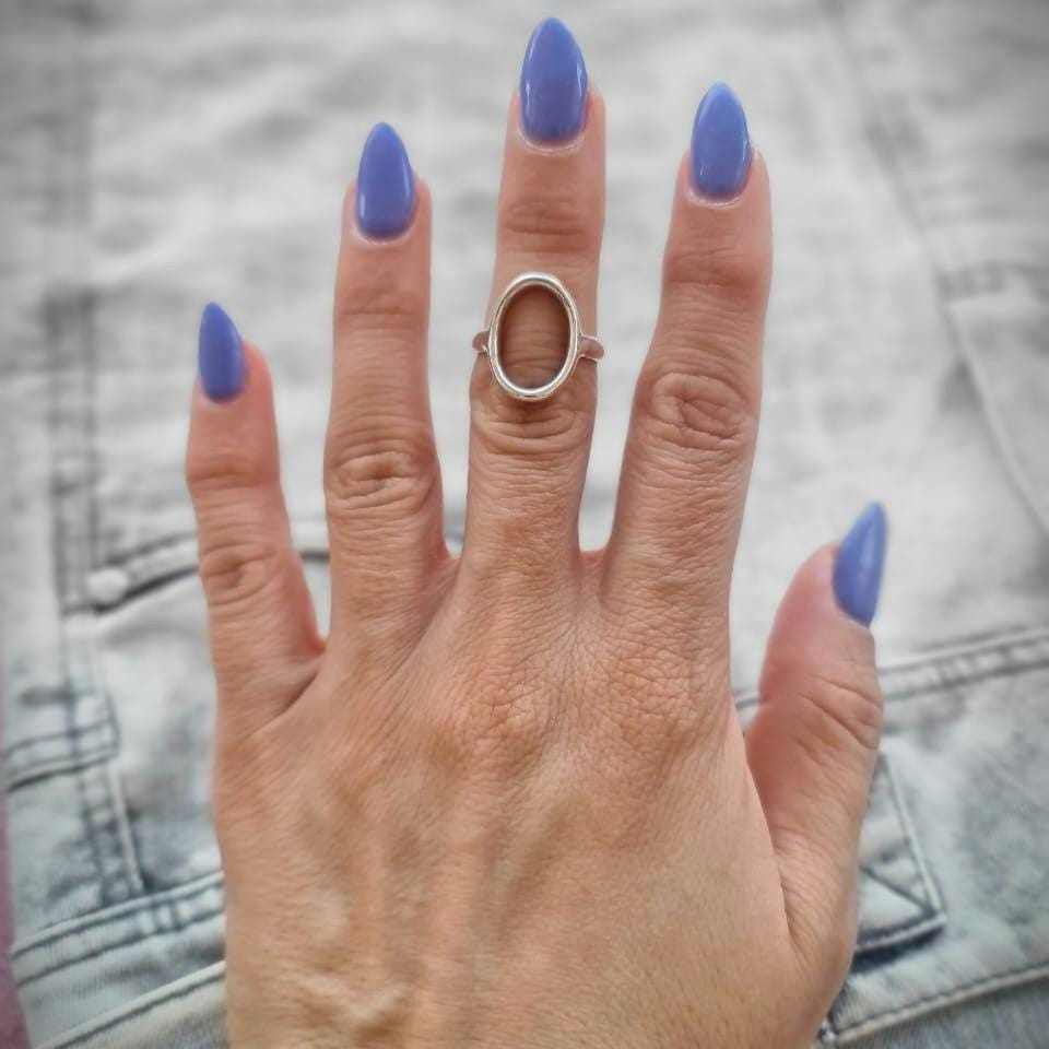Oval ring, Sterling Silver Ring , Geometric