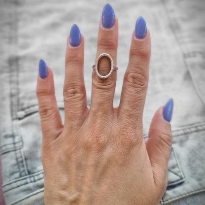 Oval ring, Sterling Silver Ring , Geometric