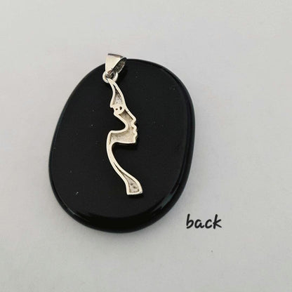 Abstract Face Pendant Sterling Silver Minimalist Modern Jewelry with Stone Eye