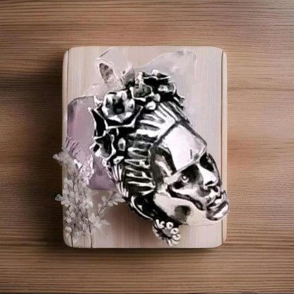 Sterling Silver Frida Kahlo Necklace: Mexican Painter Miniature Portrait