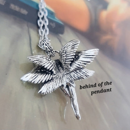 Retro Pearl Goddess Wing Angel Necklace  Unisex anime statement Necklace