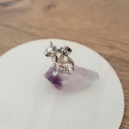 French Bulldog figurine Necklace  Animal Pendant  925 Silver - High-Detailed Solid  - Gift for Frenchay Lovers