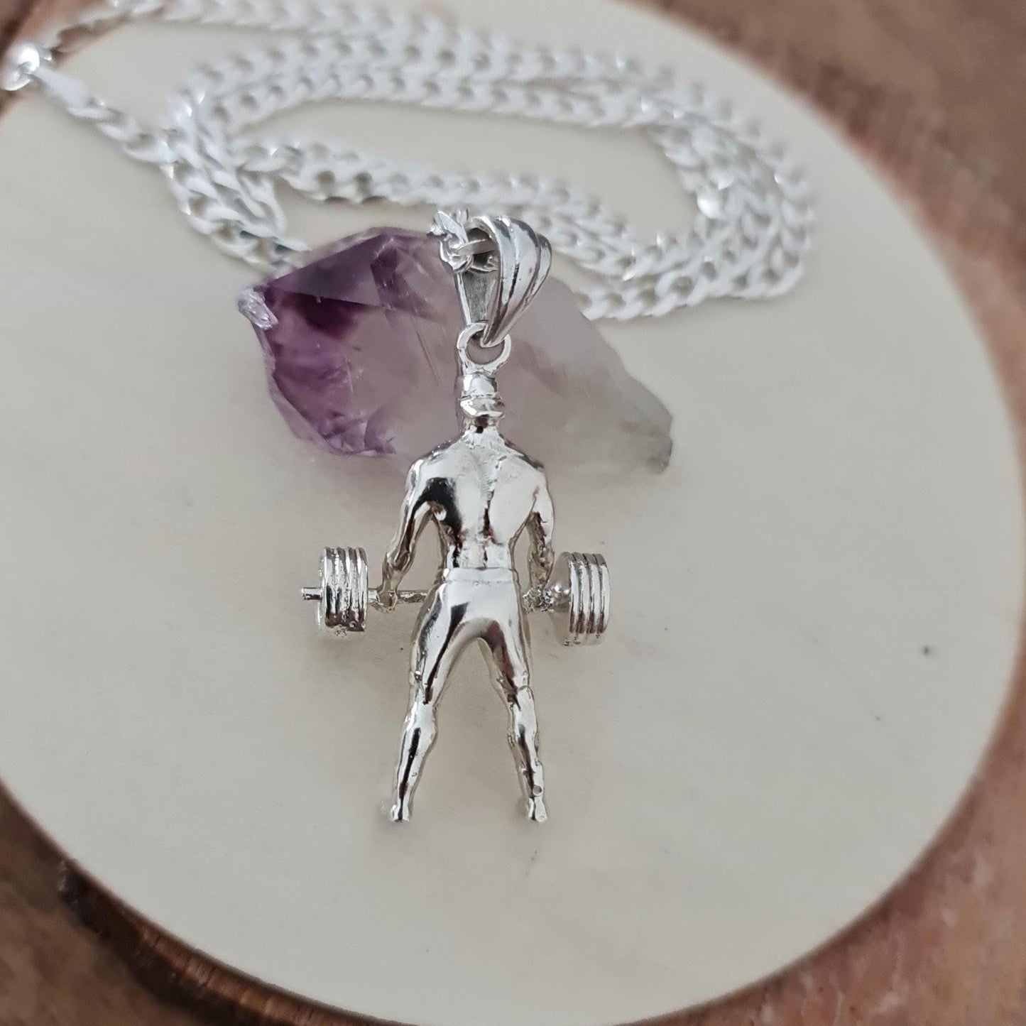 Handmade Sterling Silver Bodybuilder Pendant: Gym Gift